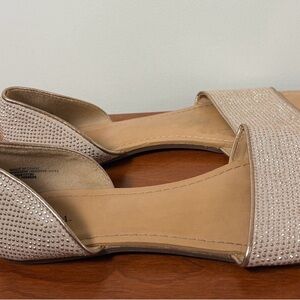 Merona Gold Rhinestone Sandals Open Toe Slip On Flats